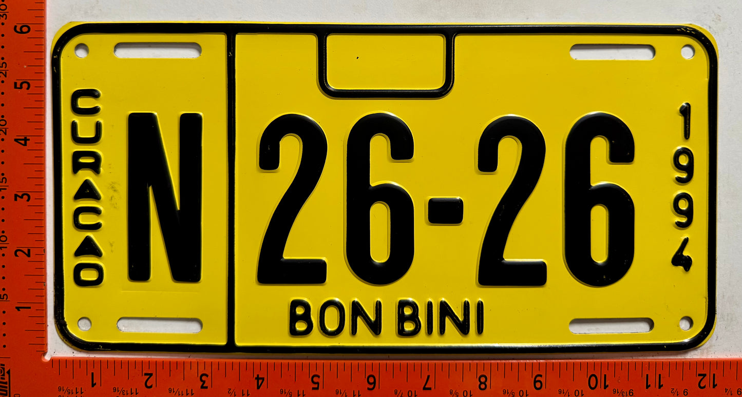 1994 Curacao #N 26-26 Passenger License Plate