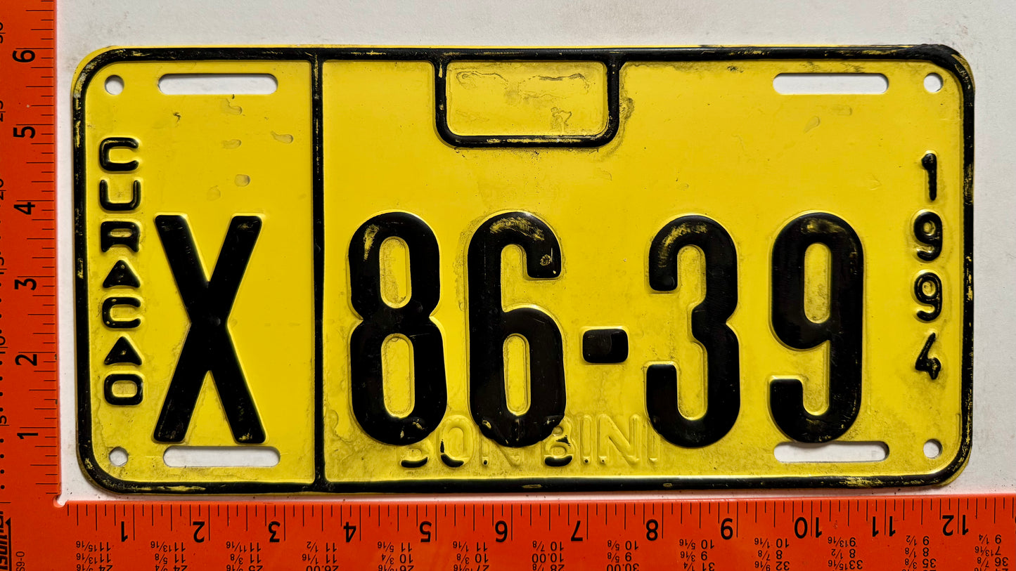 1994 Curacao #X 86-39 Commercial Error License Plate