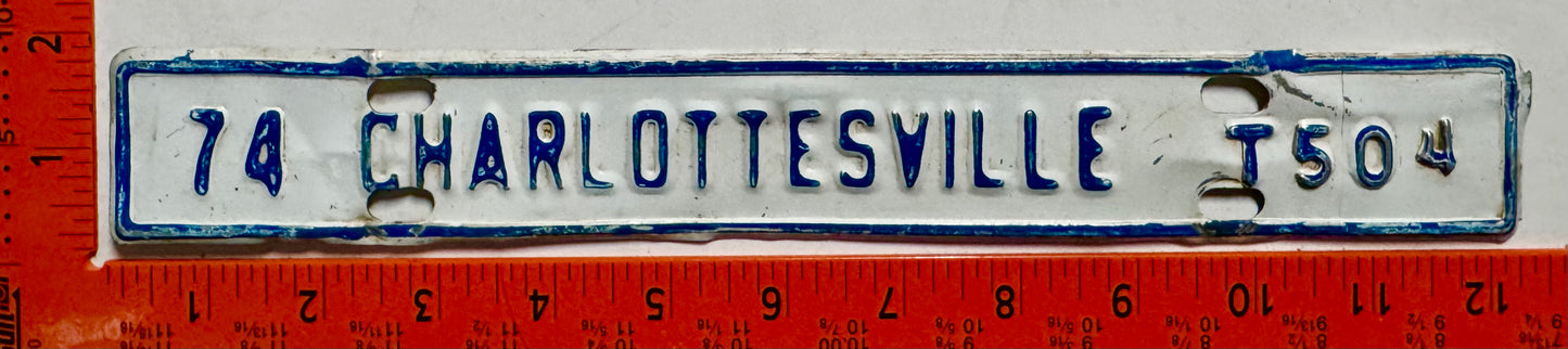 1974 Charlottesville, Virginia #T504 Truck License Plate