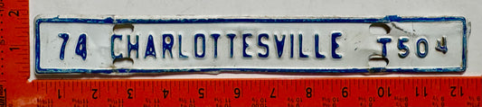 1974 Charlottesville, Virginia #T504 Truck License Plate