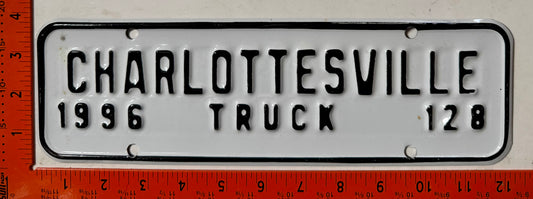 1996 Charlottesville, Virginia #128 Truck License Plate