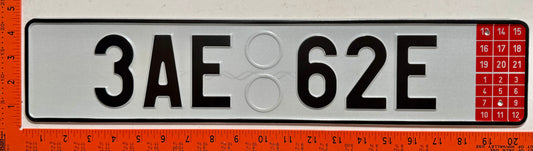 2013 Czechia #3AE 62E Temporary License Plate