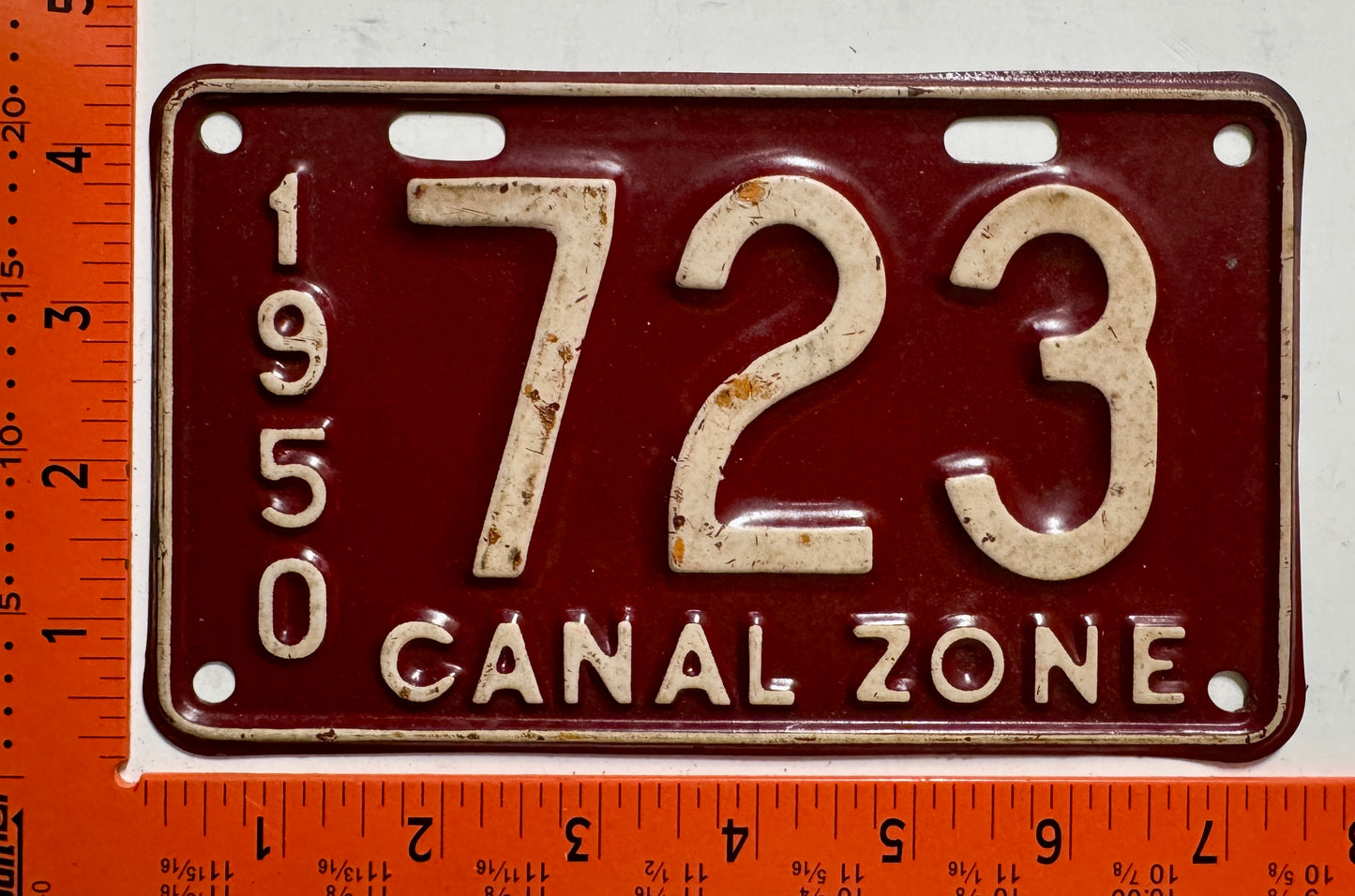 1950 Canal Zone #723 Motorcycle License Plate