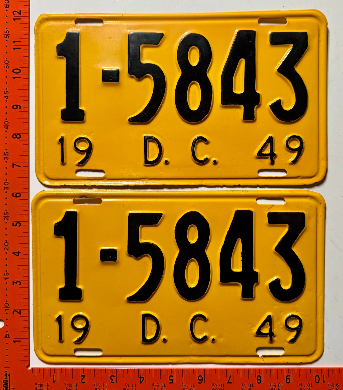 1949 Washington, DC #5506 Passenger License Plate (Pair - Repainted)