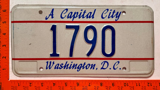 undated Washington, DC #1790 Passenger License Plate