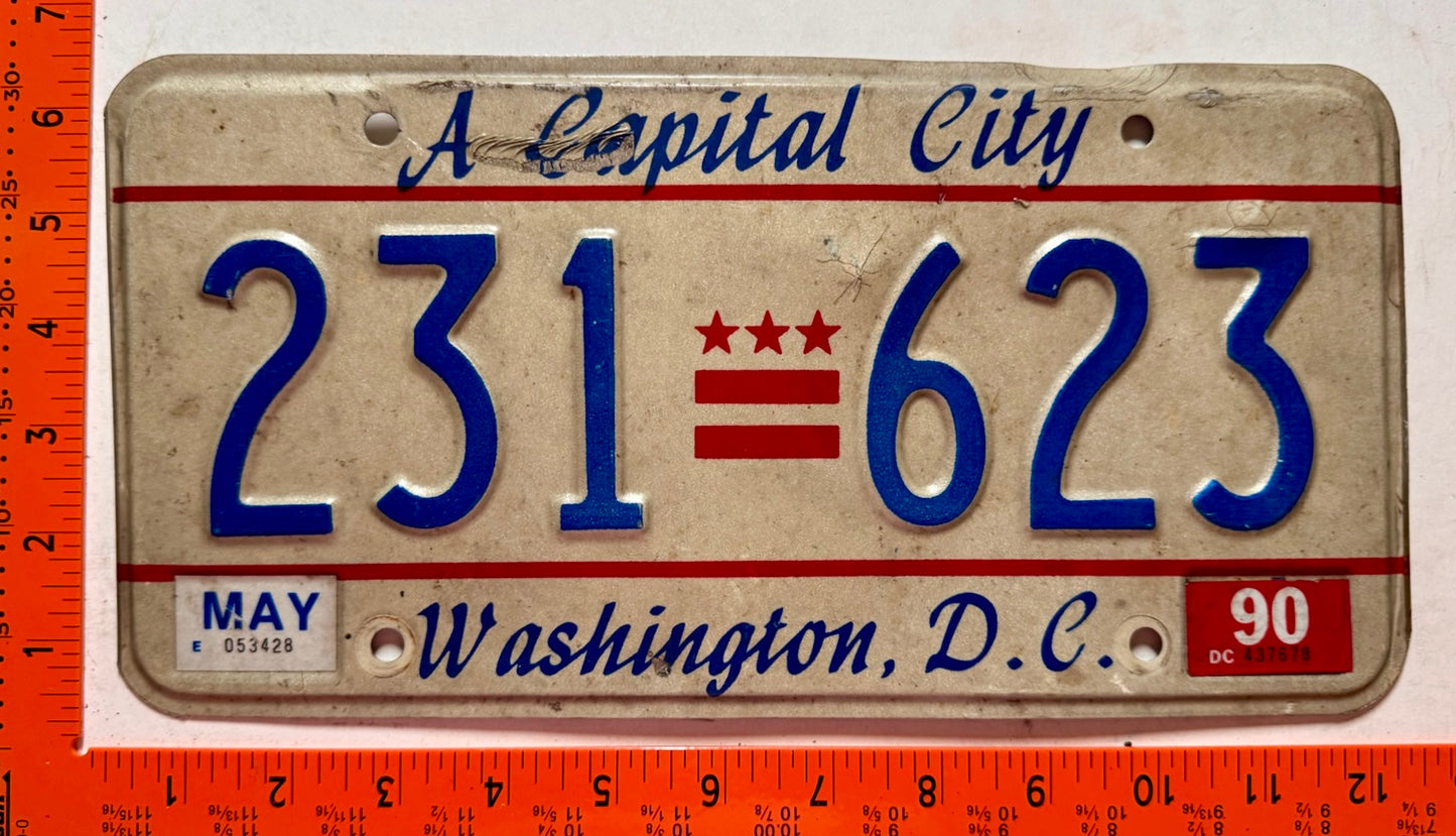 1990 Washington, DC #231 623 Passenger License Plate