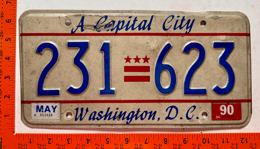 1990 Washington, DC #231 623 Passenger License Plate