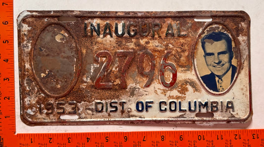 1953 Washington, DC #2796 Presidential Inaugural License Plate