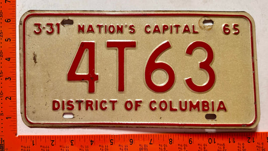 1965 Washington, DC #4T63 Passenger License Plate