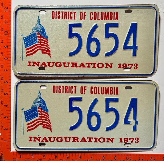 1973 Washington, DC #5654 Presidential Inaugural License Plate Pair
