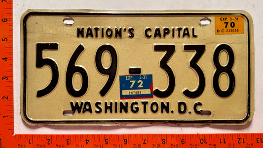 1970/1972 Washington, DC #569-338 Passenger License Plate