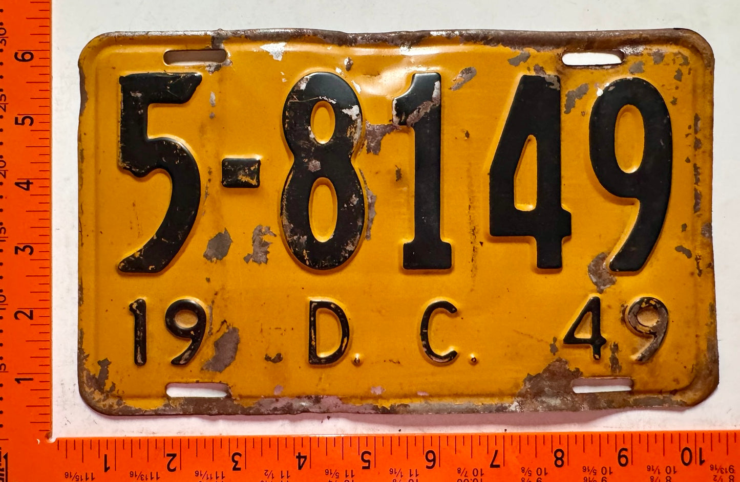 1949 Washington, DC #5-8149 Passenger License Plate