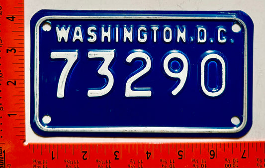 1973 Washington, DC #73290 Police Motorcycle License Plate