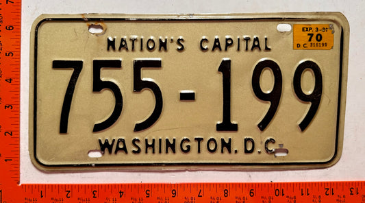 1970 Washington, DC #755-199 Passenger License Plate