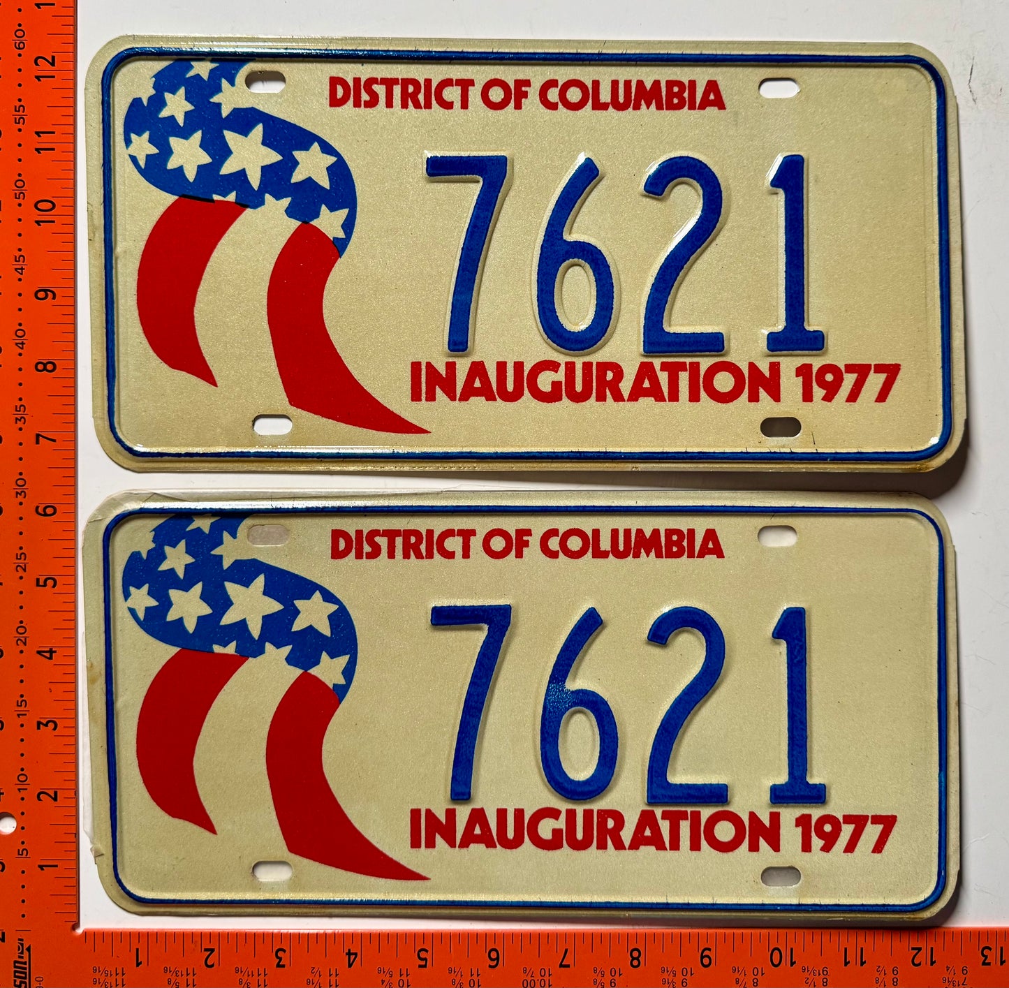 1977 Washington, DC #7621 Presidential Inaugural License Plate Pair