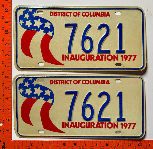 1977 Washington, DC #7621 Presidential Inaugural License Plate Pair