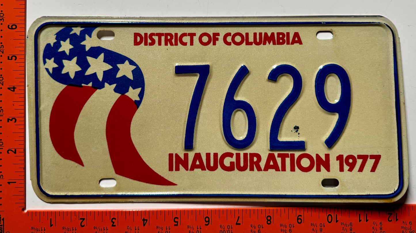 1977 Washington, DC #7629 Presidential Inaugural License Plate