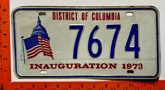 1973 Washington, DC #7674 Presidential Inaugural License Plate
