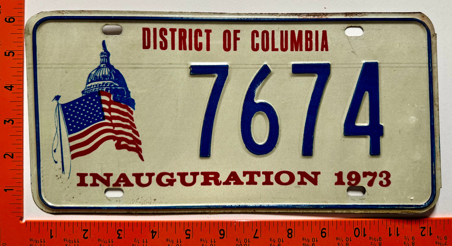 1973 Washington, DC #7674 Presidential Inaugural License Plate