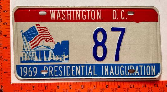 1969 Washington, DC #87 Presidential Inaugural License Plate