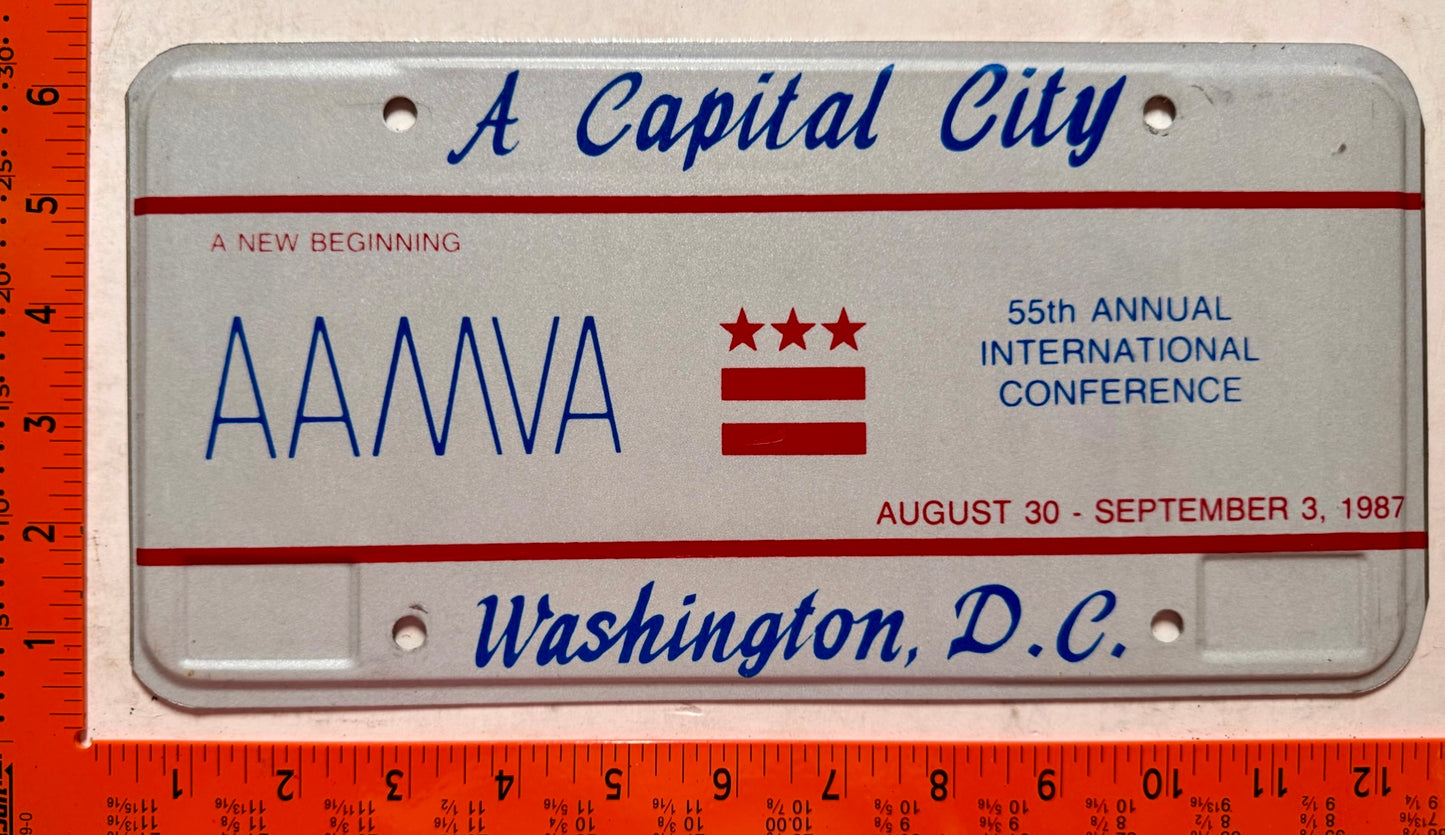 1987 Washington, DC AAMVA Conference booster License Plate