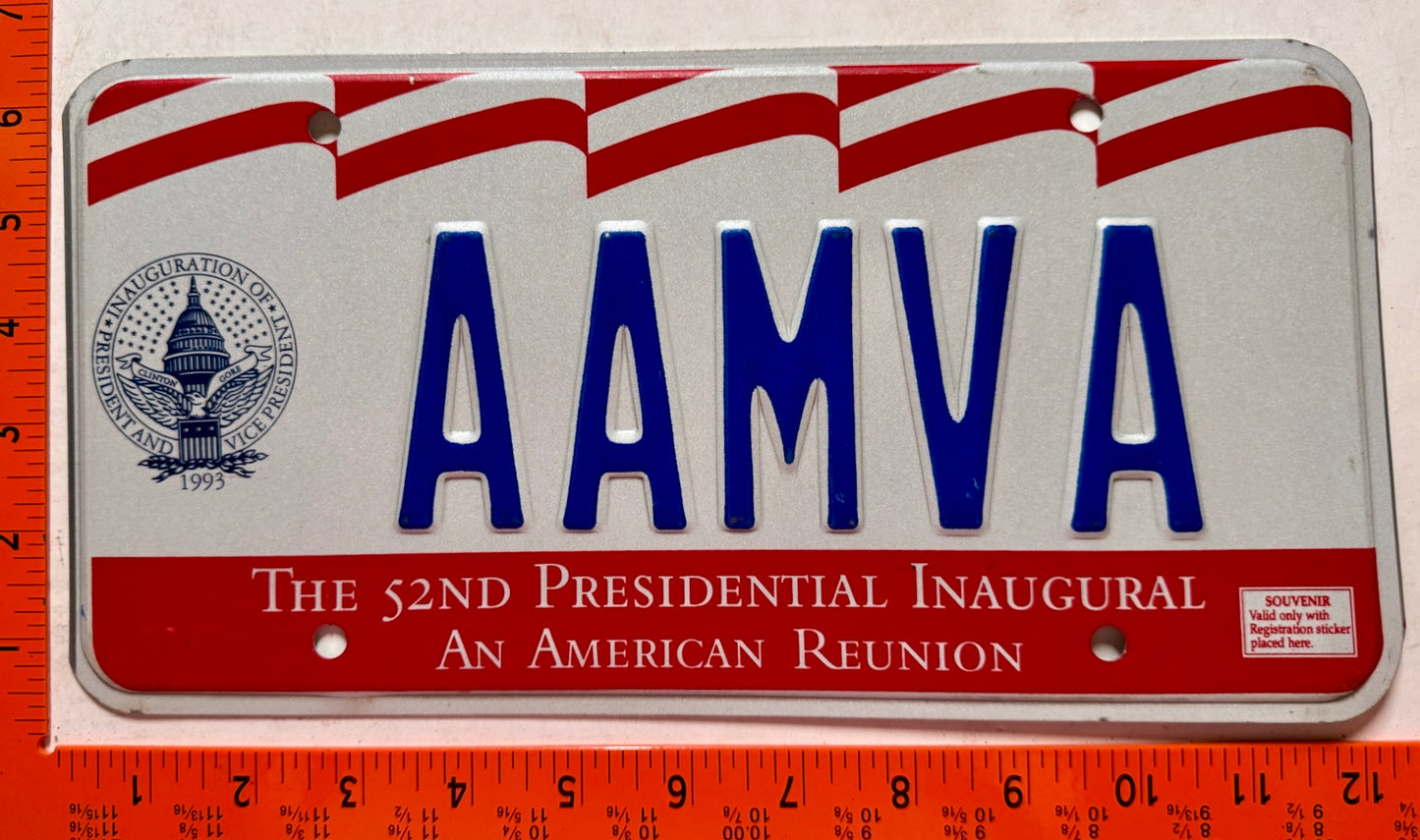 1993 Washington, DC #AAMVA Presidential Inaugural Vanity License Plate