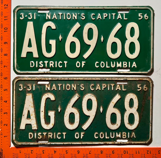 1956 Washington, DC #AG-69-68 Passenger License Plate (Pair)