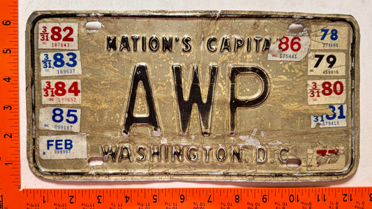 1977-1986 Washington, DC #AWP Passenger Vanity License Plate