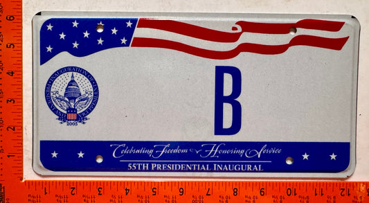 2005 Washington, DC #B Presidential Inaugural Vanity License Plate