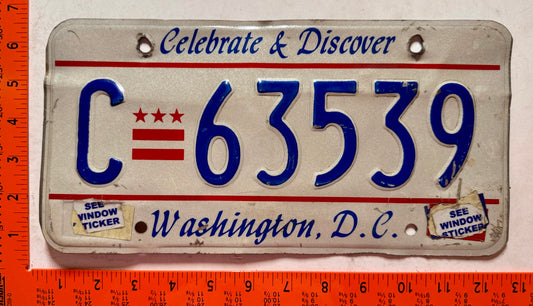 undated Washington, DC #C 63539 Commercial License Plate