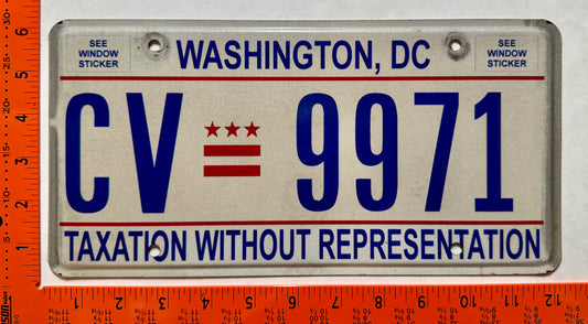 2007 Washington, DC #CV 9971 Passenger License Plate