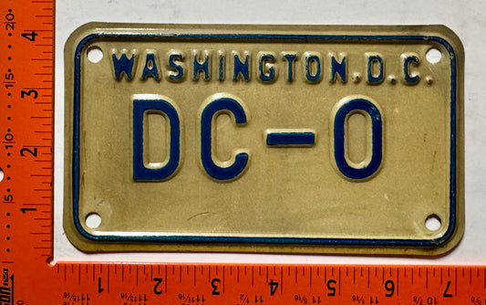 undated Washington, DC #DC-0 Motorcycle License Plate