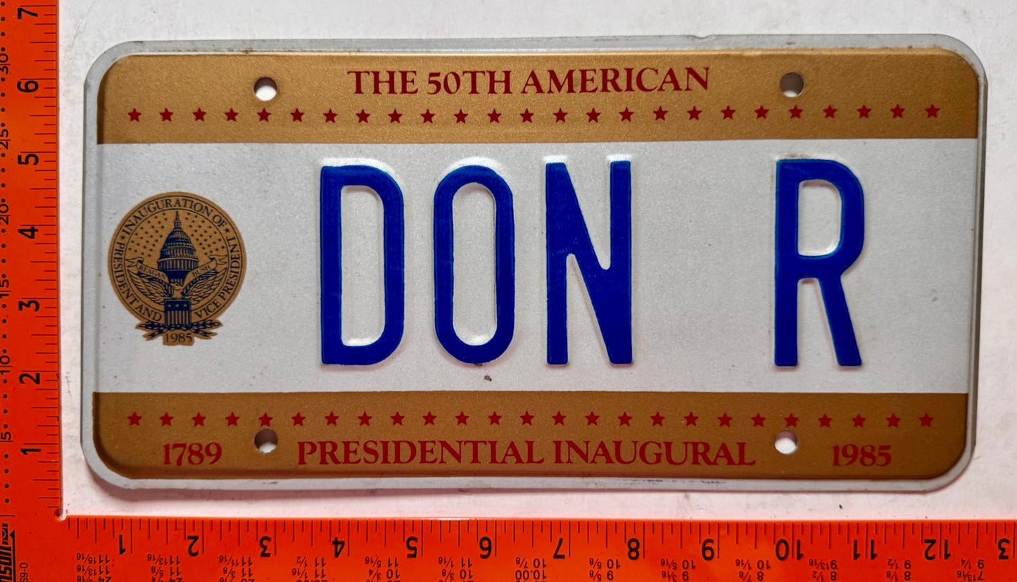 1985 Washington, DC #DON R Presidential Inaugural Vanity License Plate