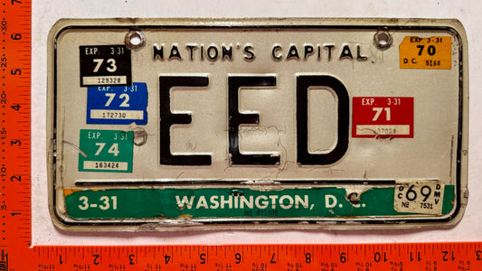 1968-1974 Washington, DC #EED Passenger Vanity License Plate