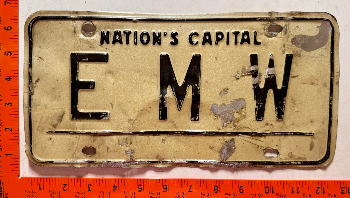 undated Washington, DC #EMW Passenger Vanity License Plate