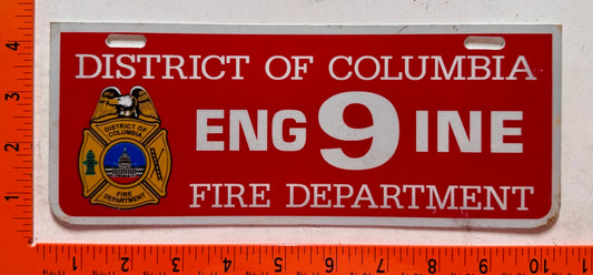 undated Washington, DC Fire Department Engine 9 Booster License Plate