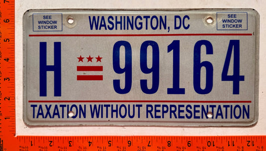 undated Washington, DC #H-99164 Taxi License Plate