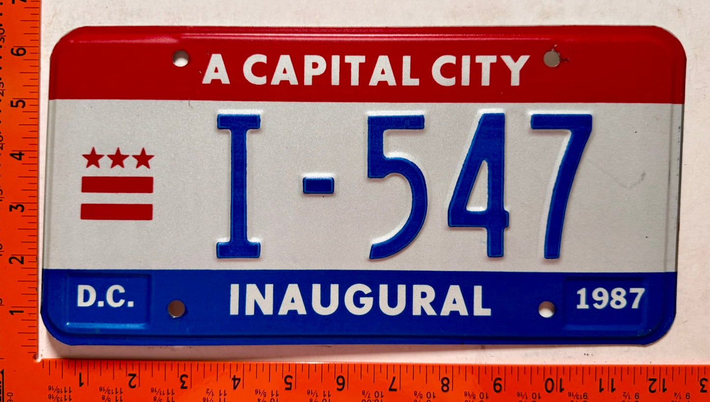 1987 Washington, DC #I-547 Mayoral Inaugural License Plate