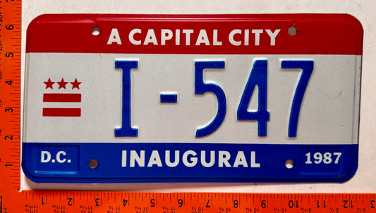 1987 Washington, DC #I-547 Mayoral Inaugural License Plate