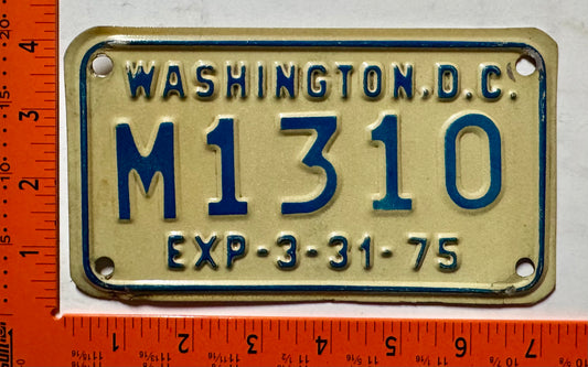 1975 Washington, DC #M1310 Motorcycle License Plate