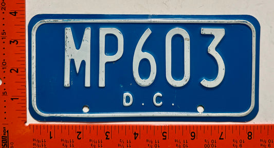 1960-1973 base Washington, DC #MP603 Police Motorcycle License Plate