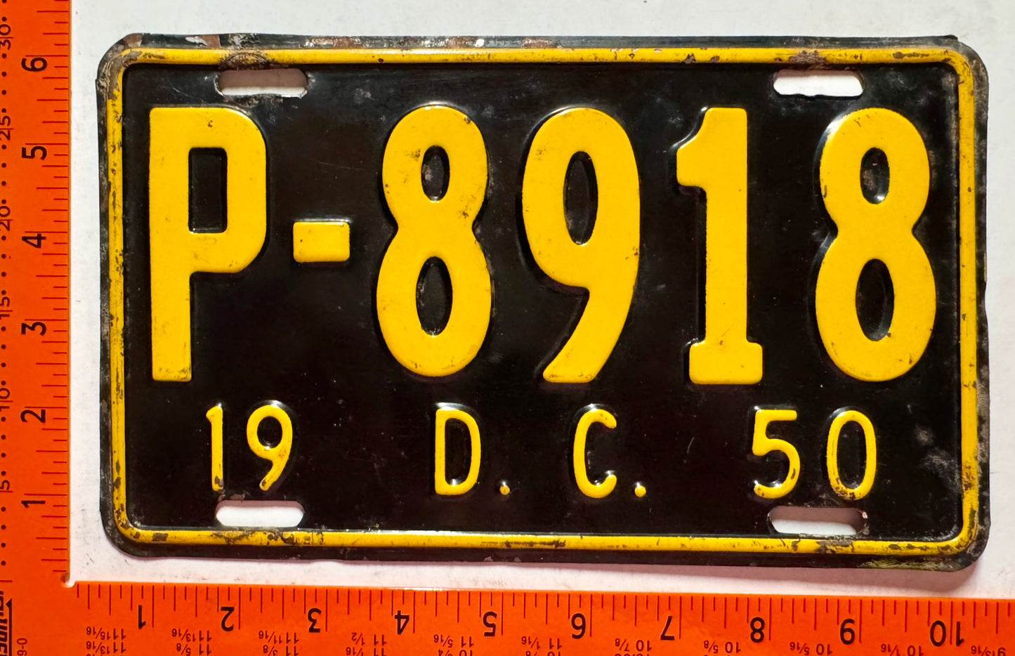 1950 Washington, DC #P-8918 Passenger License Plate
