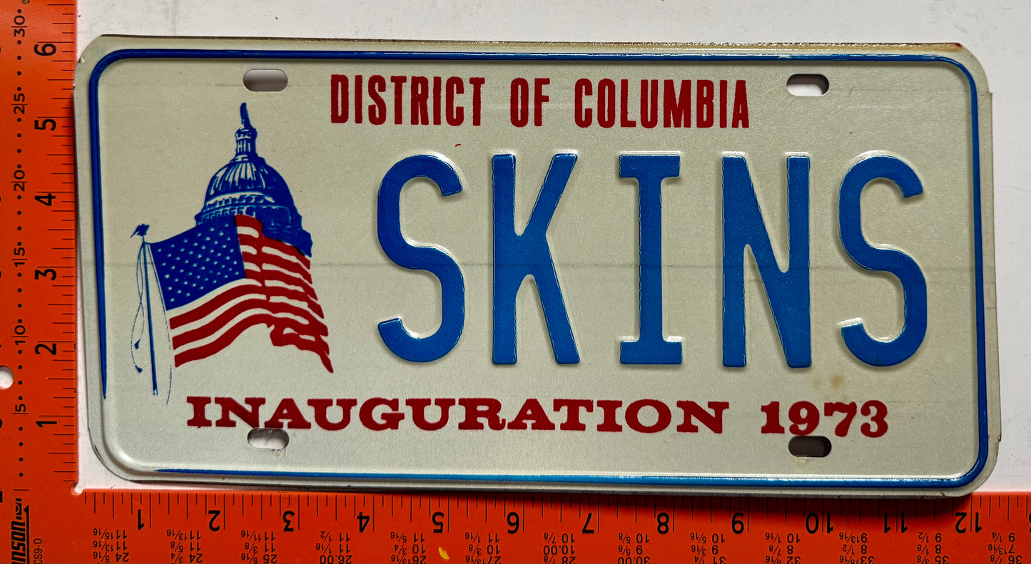 1973 Washington, DC #SKINS Presidential Inaugural Vanity License Plate