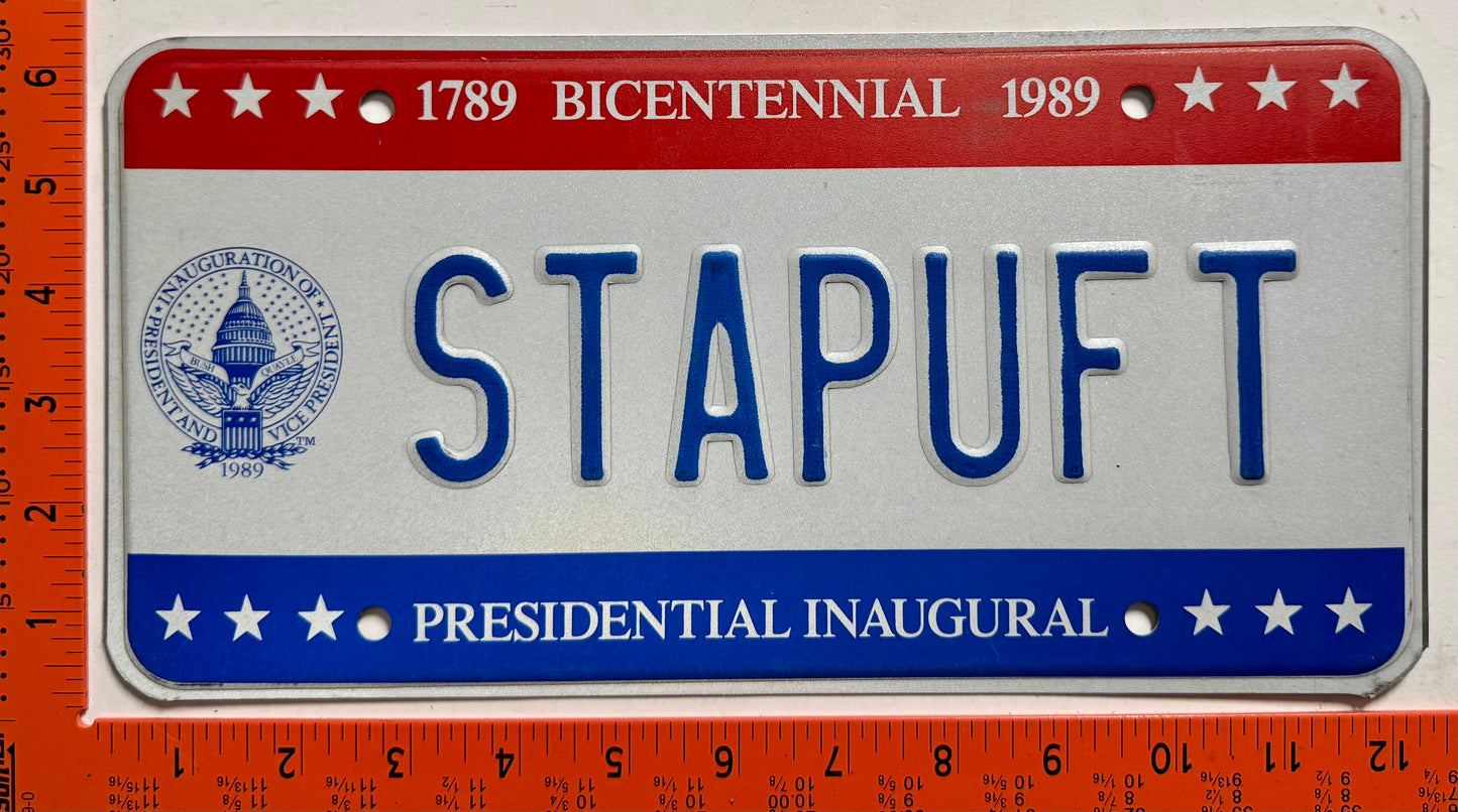 1989 Washington, DC #STAPUFT Presidential Inaugural License Plate