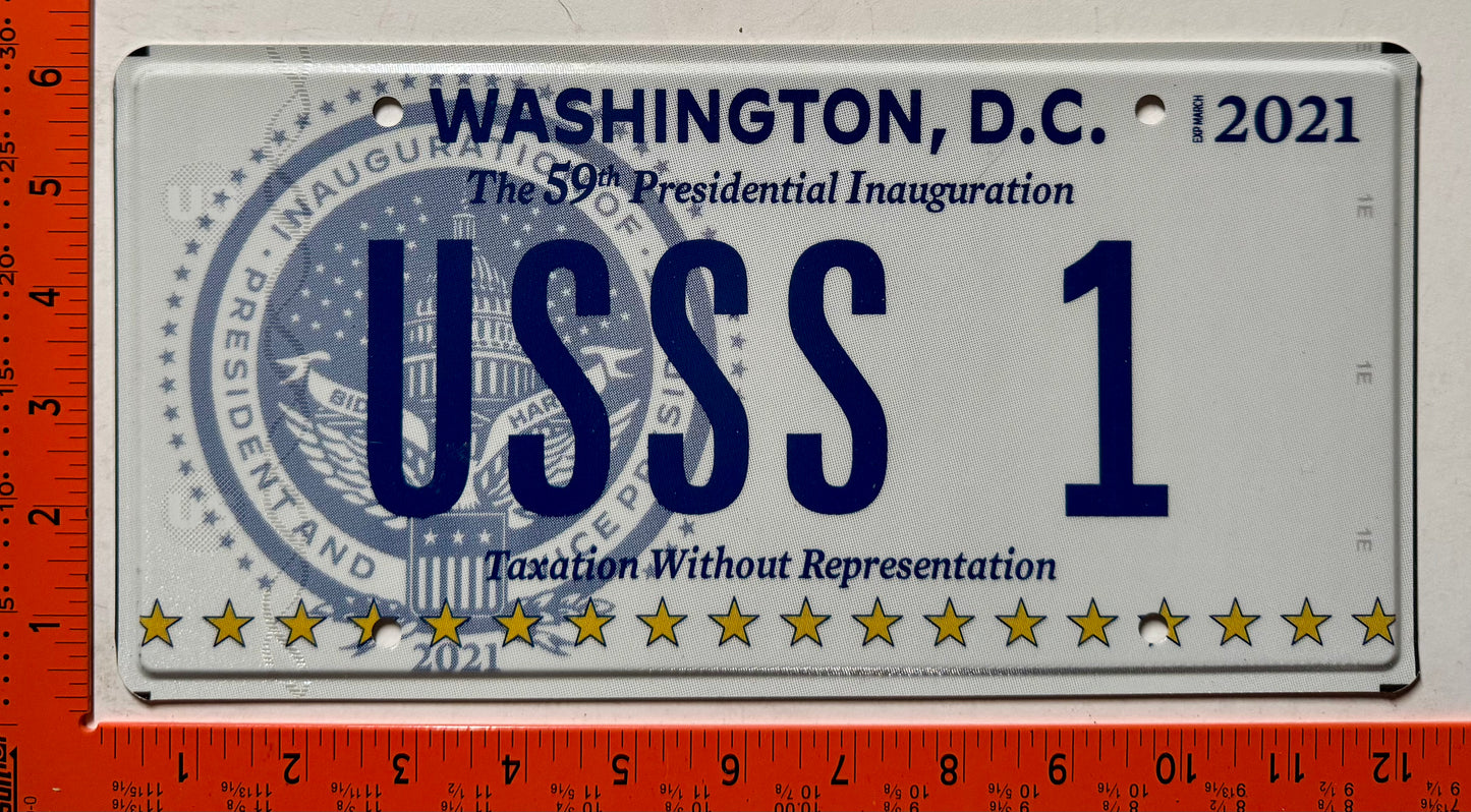 2021 Washington, DC #USSS 1 Presidential Inaugural License Plate
