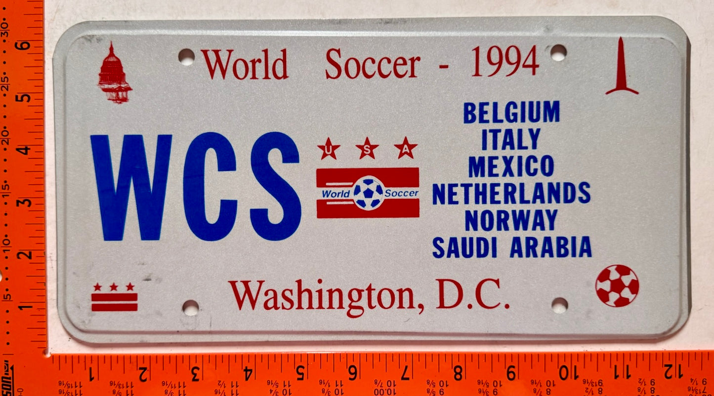 1994 Washington, DC World Cup Prototype License Plate