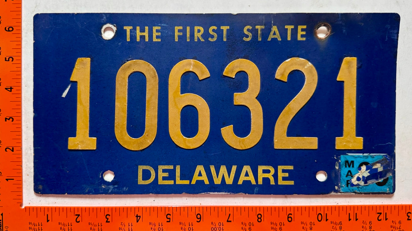 undated Delaware #106321 Passenger License Plate