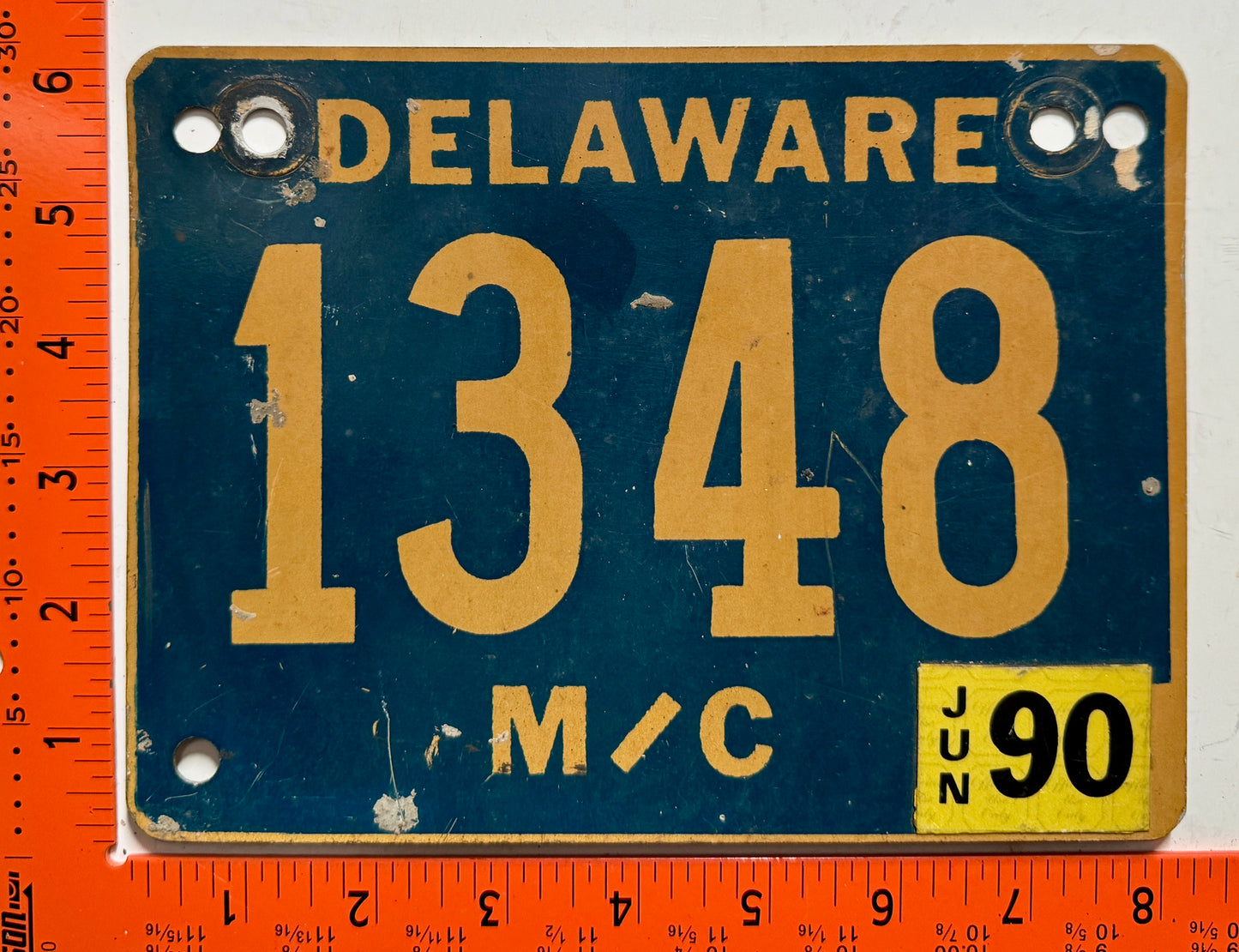 1990 Delaware #1348 Motorcycle License Plate