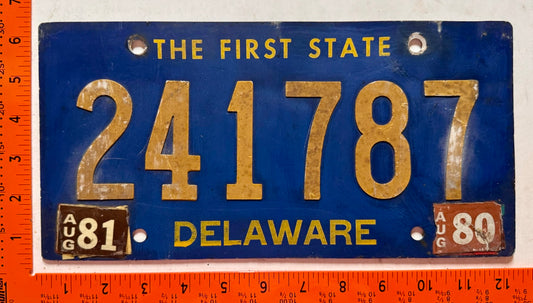 1980/1981 Delaware #241787 Passenger License Plate