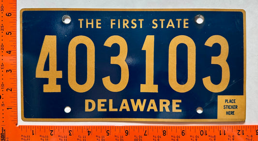 undated Delaware #403103 Passenger License Plate